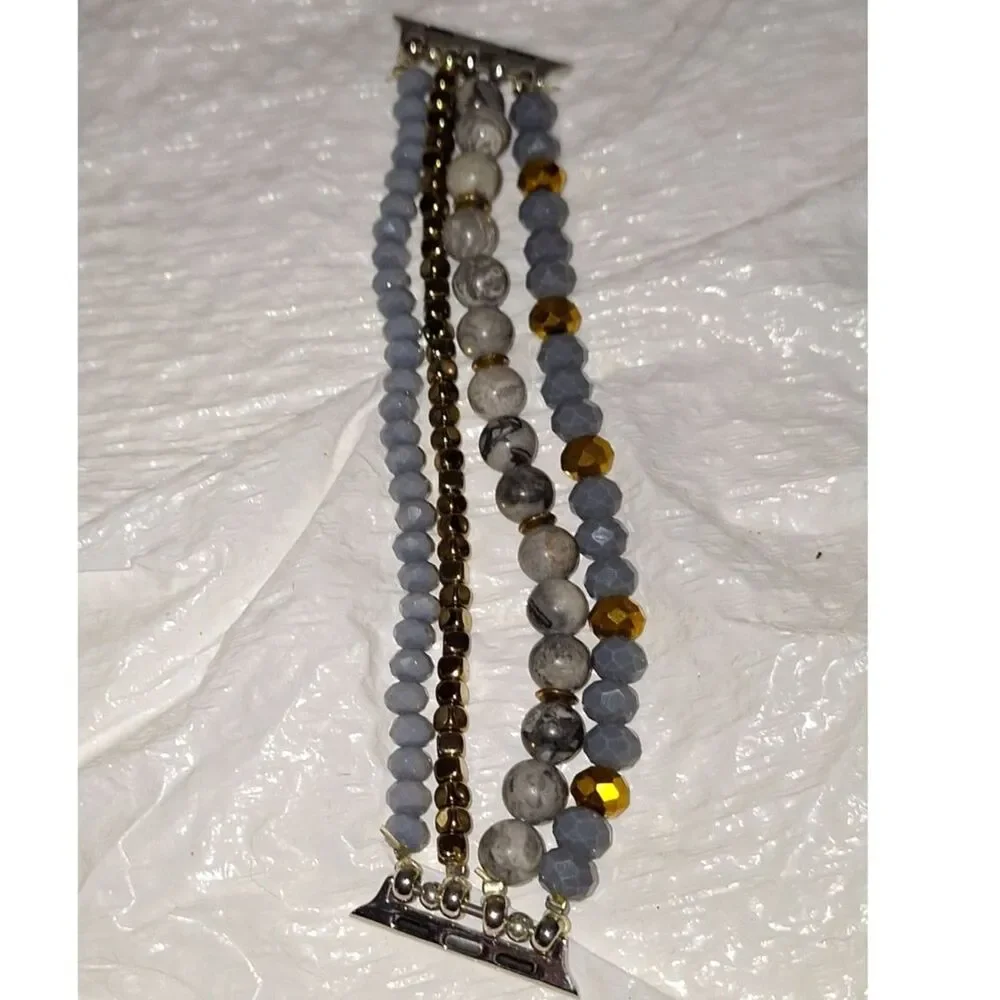Apple Watch Gemstone Band Layered Agate Stretchy Elegant Boho Bracelet